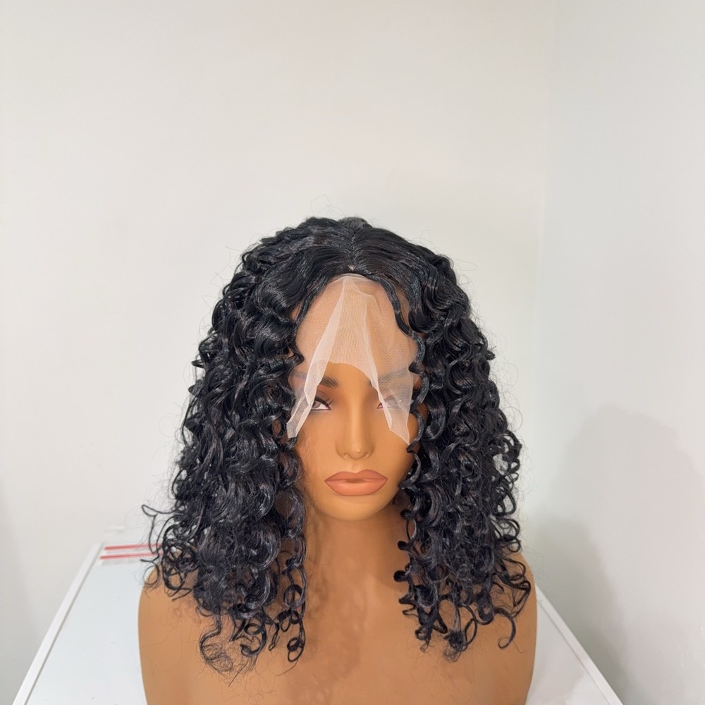Elegant Black Curly Lace Front Wig